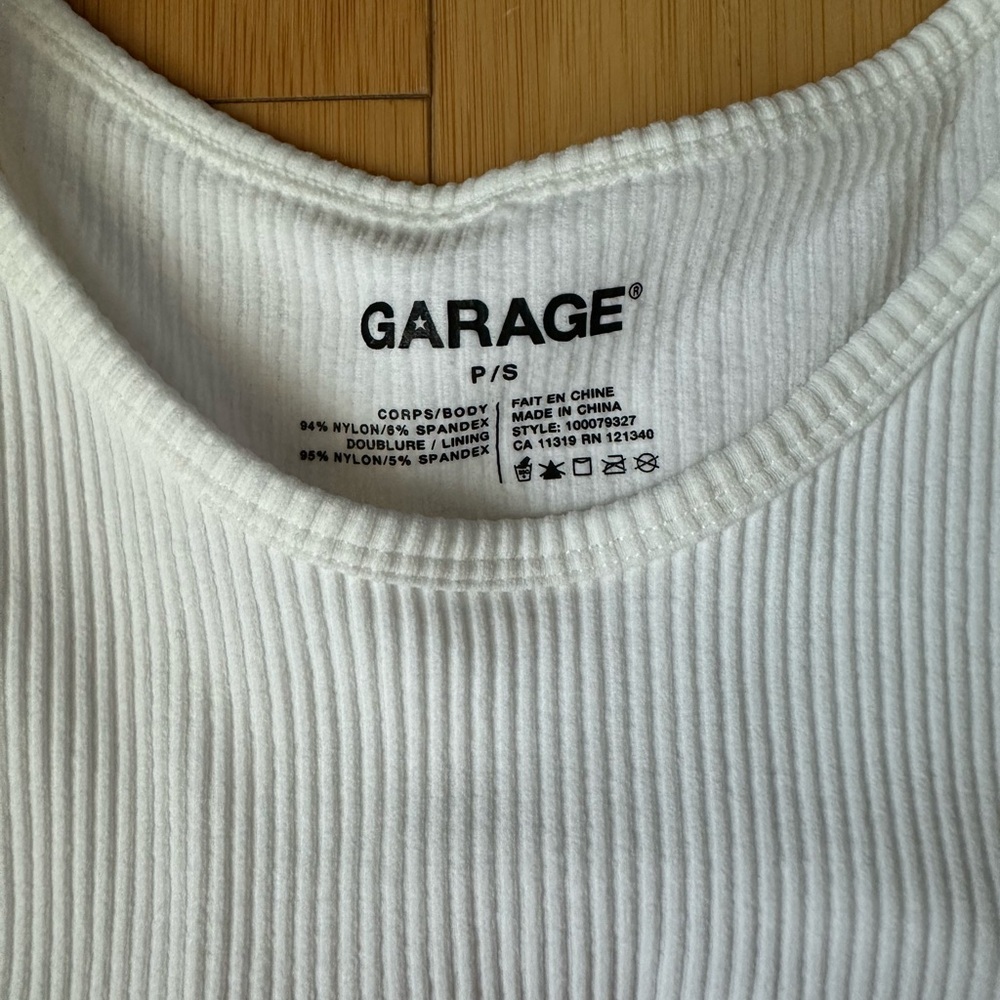 Garage White Ribbed Cut-Out Tank Top - Picture 3 of 3